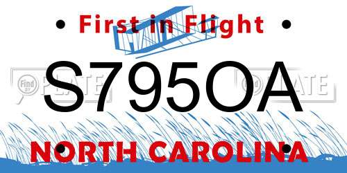 S795OA North Carolina License Plate