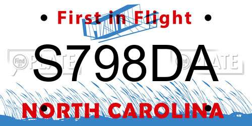 S798DA North Carolina License Plate