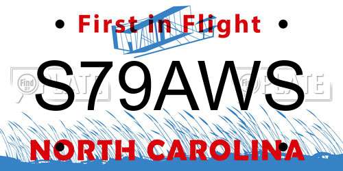 S79AWS North Carolina License Plate