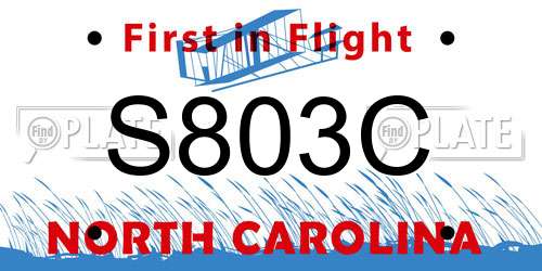 S803C North Carolina License Plate
