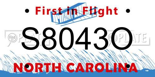 S8043O North Carolina License Plate