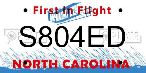 S804ED North Carolina License Plate