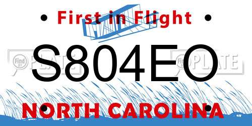S804EO North Carolina License Plate