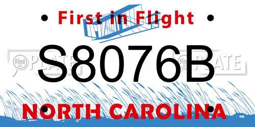 S8076B North Carolina License Plate