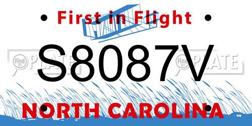 S8087V North Carolina License Plate