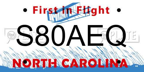 S80AEQ North Carolina License Plate