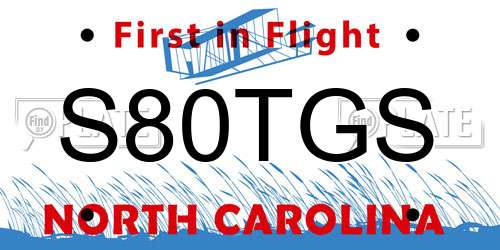 S80TGS North Carolina License Plate