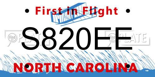 S820EE North Carolina License Plate