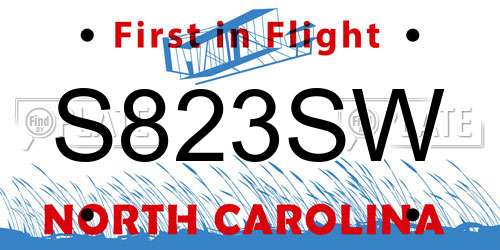 S823SW North Carolina License Plate