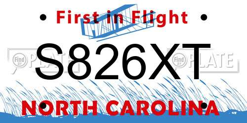 S826XT North Carolina License Plate