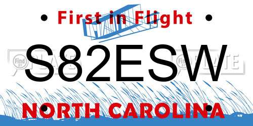 S82ESW North Carolina License Plate
