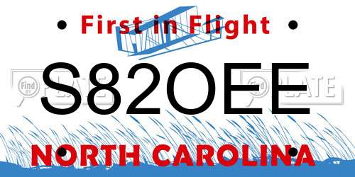 S82OEE North Carolina License Plate