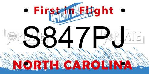 S847PJ North Carolina License Plate