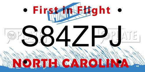 S84ZPJ North Carolina License Plate