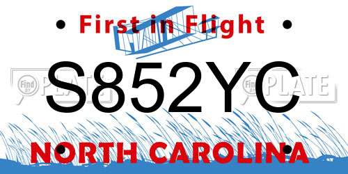 S852YC North Carolina License Plate