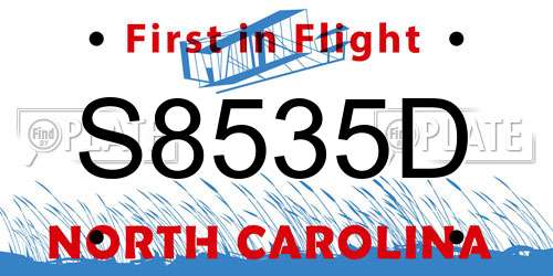 S8535D North Carolina License Plate