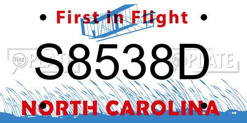 S8538D North Carolina License Plate