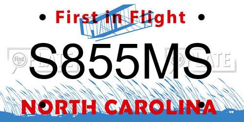 S855MS North Carolina License Plate