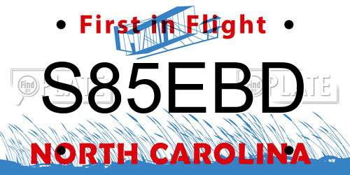 S85EBD North Carolina License Plate