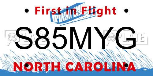 S85MYG North Carolina License Plate