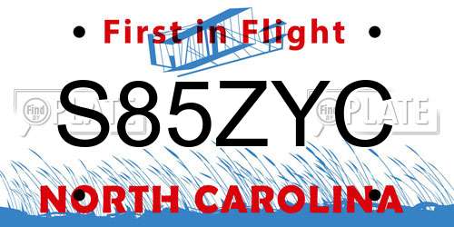 S85ZYC North Carolina License Plate