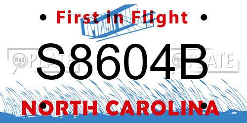 S8604B North Carolina License Plate