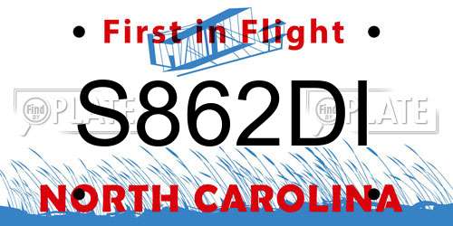S862DI North Carolina License Plate