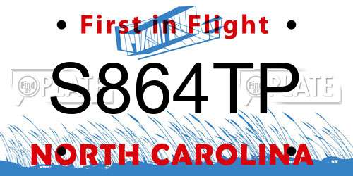 S864TP North Carolina License Plate