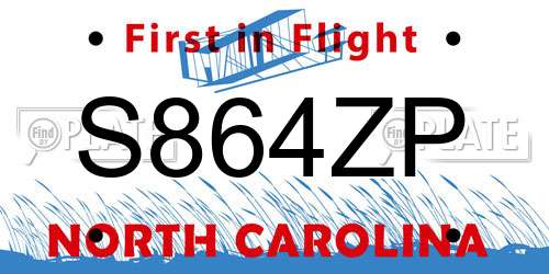 S864ZP North Carolina License Plate