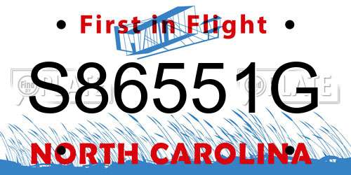 S86551G North Carolina License Plate