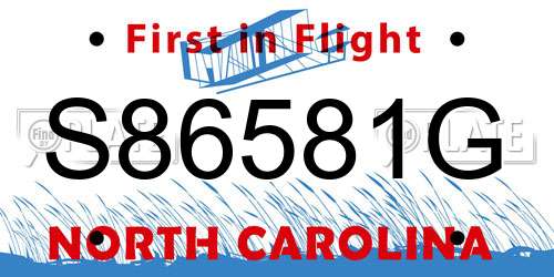 S86581G North Carolina License Plate