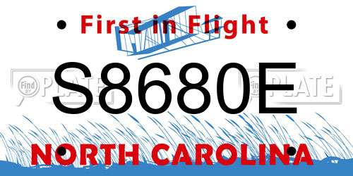 S8680E North Carolina License Plate