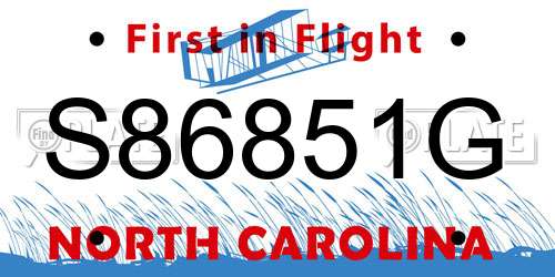 S86851G North Carolina License Plate