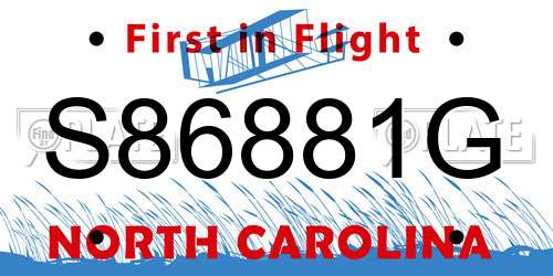 S86881G North Carolina License Plate