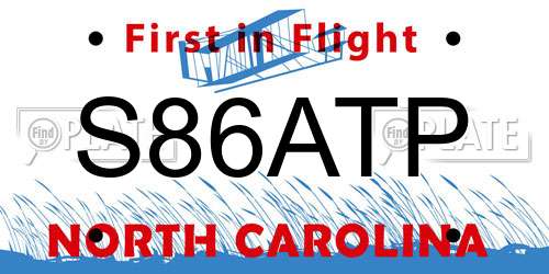 S86ATP North Carolina License Plate