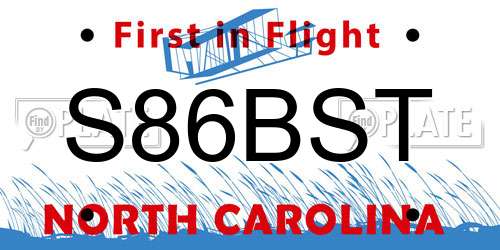 S86BST North Carolina License Plate