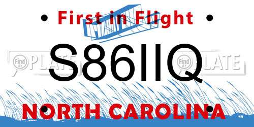 S86IIQ North Carolina License Plate