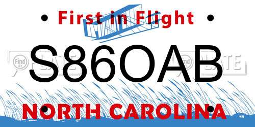 S86OAB North Carolina License Plate