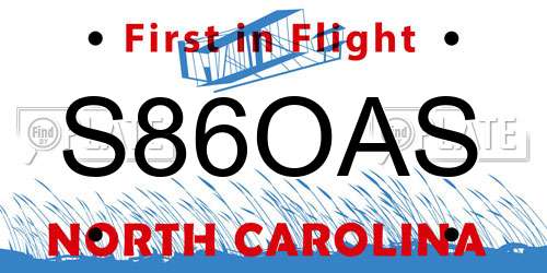 S86OAS North Carolina License Plate