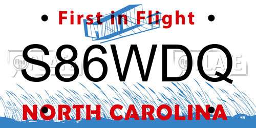 S86WDQ North Carolina License Plate