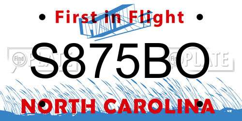 S875BO North Carolina License Plate