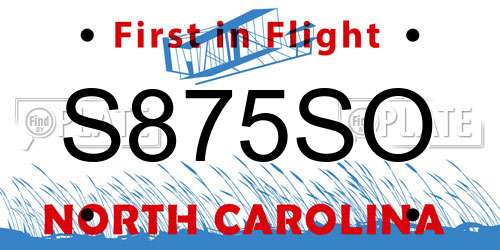 S875SO North Carolina License Plate