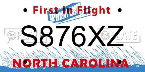 S876XZ North Carolina License Plate