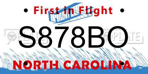 S878BO North Carolina License Plate