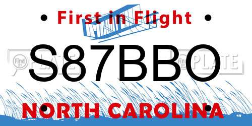 S87BBO North Carolina License Plate