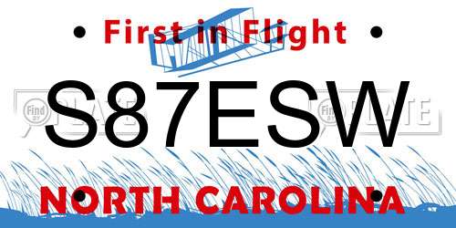 S87ESW North Carolina License Plate