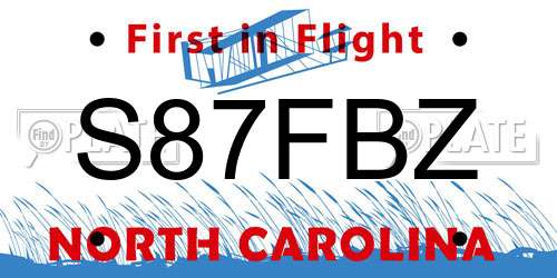 S87FBZ North Carolina License Plate