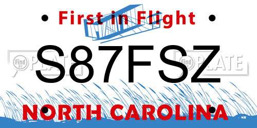 S87FSZ North Carolina License Plate