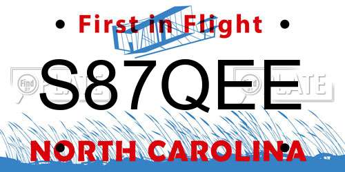 S87QEE North Carolina License Plate