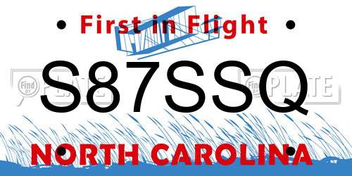 S87SSQ North Carolina License Plate